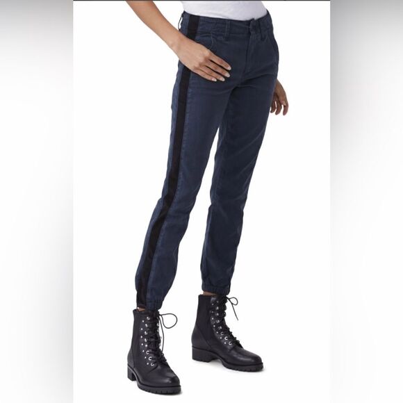 PAIGE Mayslie Jogger in navy with black velvet side stripe utility cargo pant 28 - Picture 1 of 10